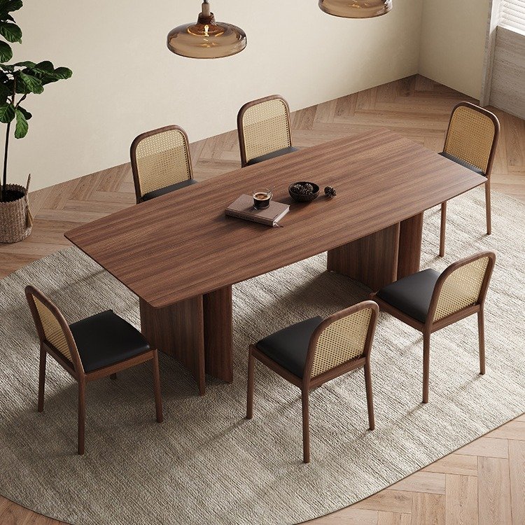 wabi sabi natural solid walnut optional color dining room furniture dining table for home restaurant