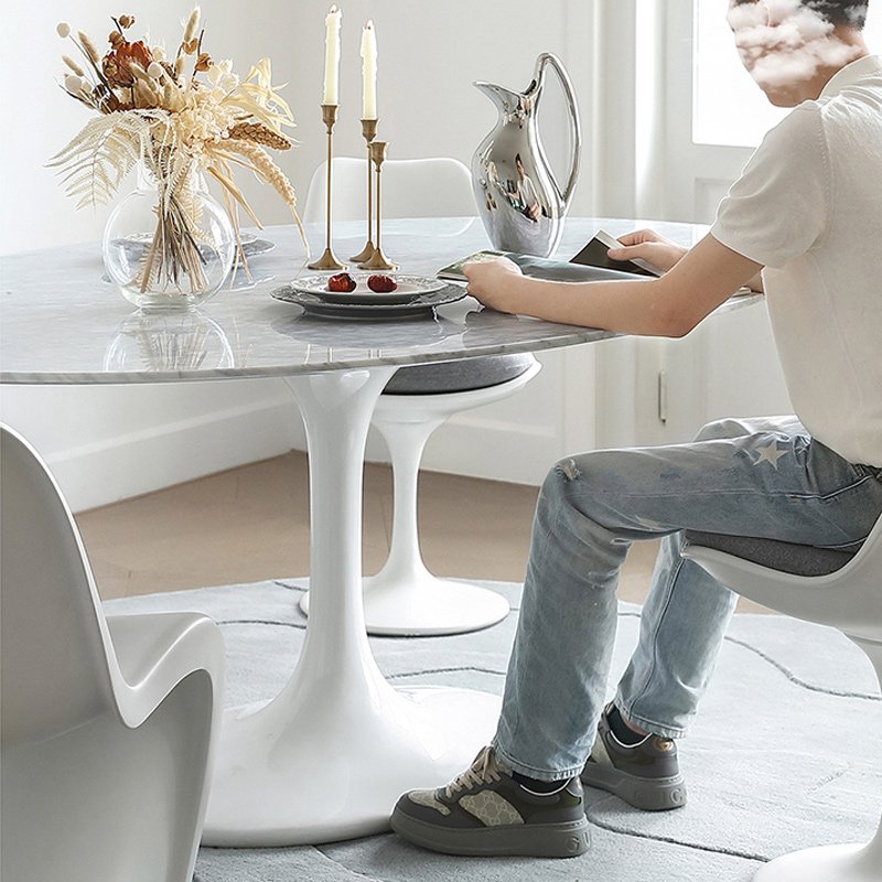 Tulip oval dining table antique French retro style light luxury villa upscale marble dining table
