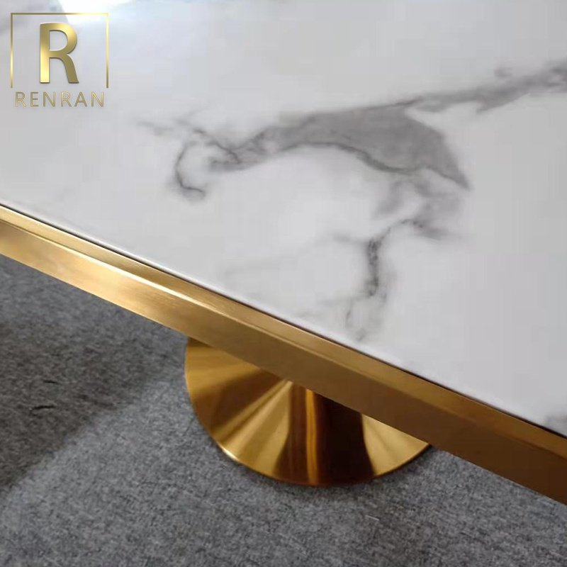 popular modern square marble top golden coffee table light luxury hotel table