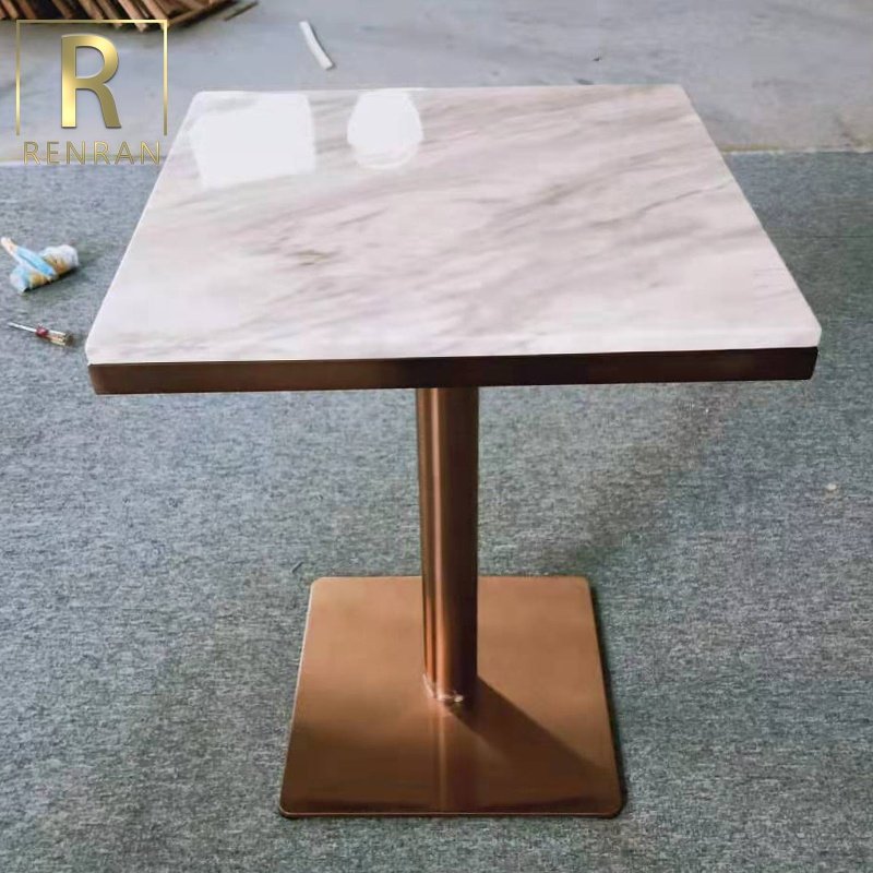 popular modern square marble top golden coffee table light luxury hotel table