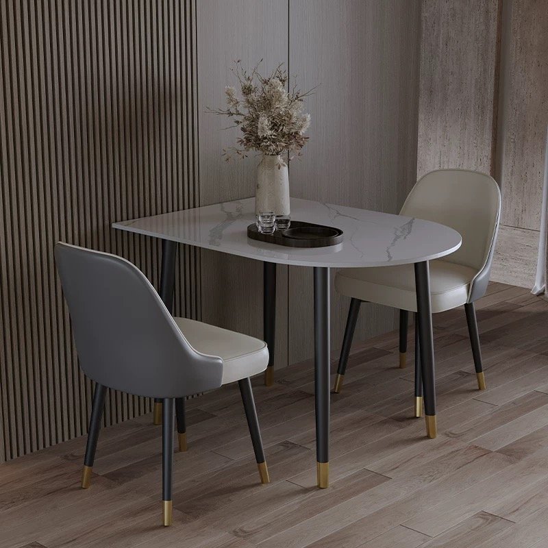 Wholesale Customizable Luxury Marble Tabletop Black Metal Table Legs Modern Home Furniture Dining Table