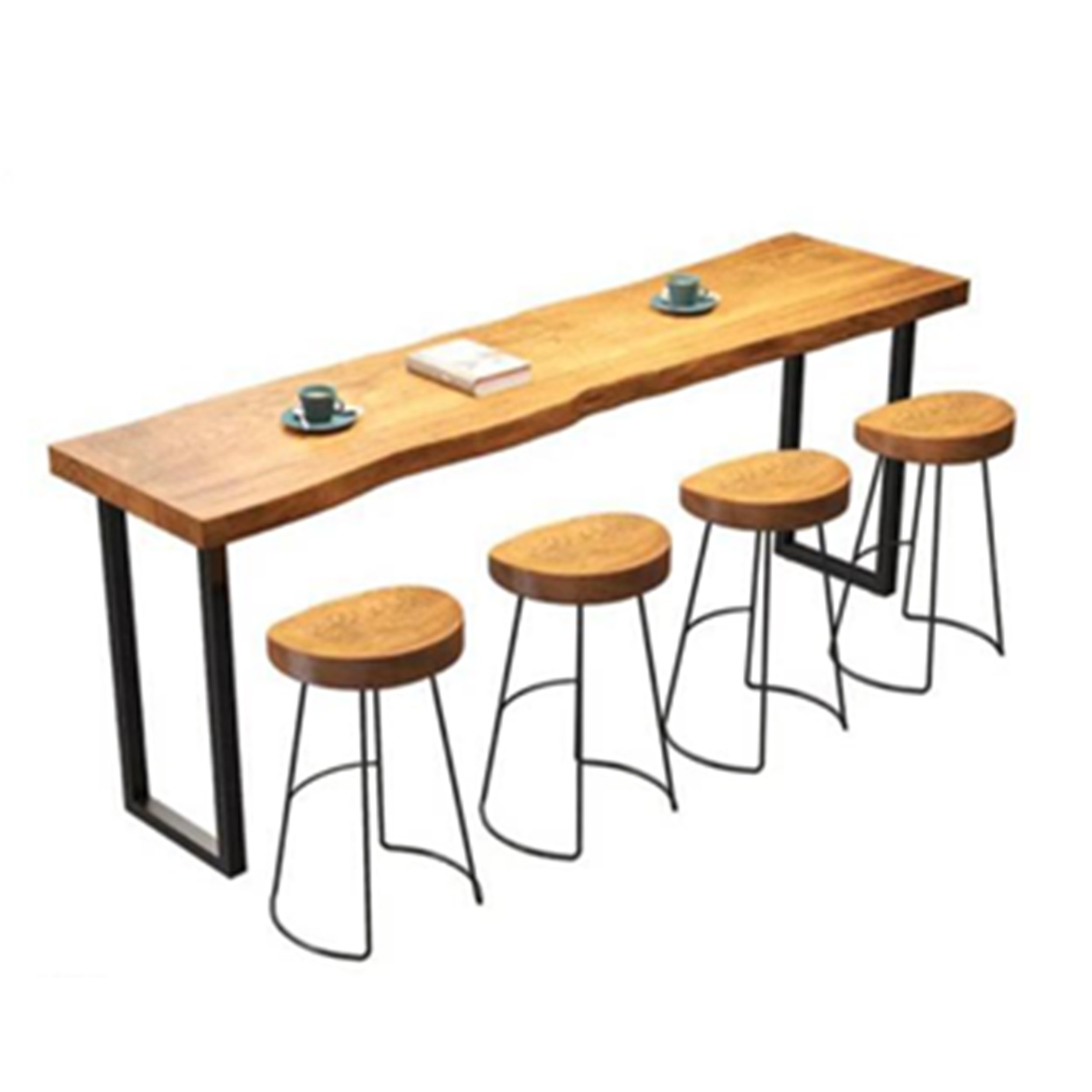 High Quality Teak Dining Table Set for Living Room Small Version Furniture with Metal Leg for Office Use