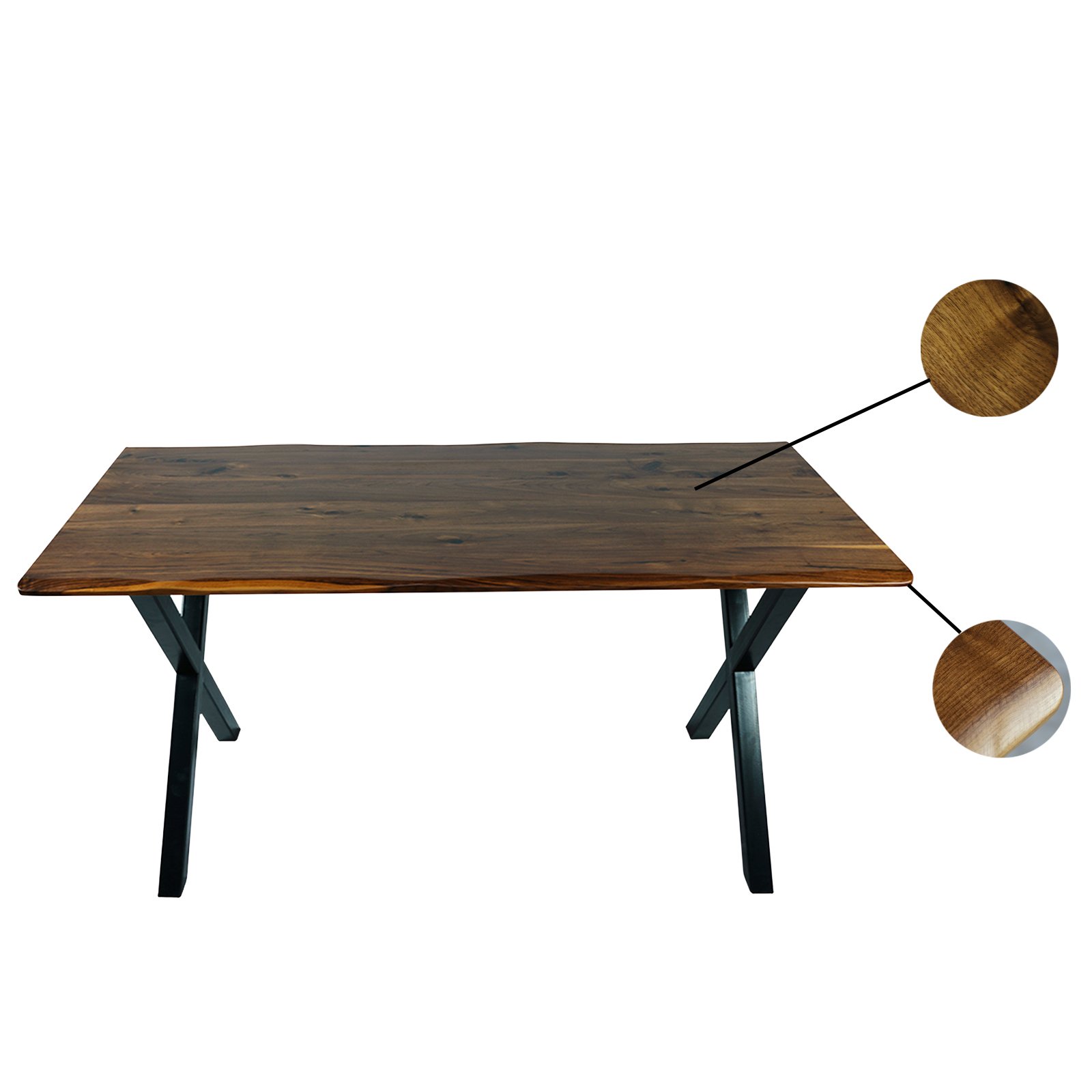 Solid black walnut live edge rustic style dining table top 30x60x0.8inch