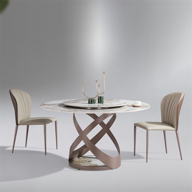 Legs Dining Table Stainless Steel Sintered Marble Stone Slate Tops Extendable Round Marble Home Furniture Modern Furniture