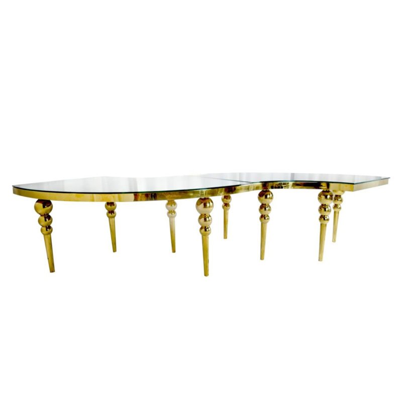 Nordic Style Stainless Steel Table Event Banquet S Shape Hotel Furniture Wedding Tables
