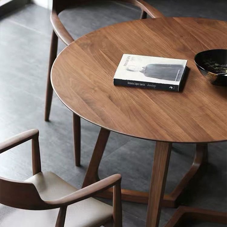 Modern dining table small apartment negotiation table simple design wood round concrete wabi-sabi dining table and chair