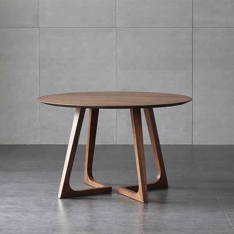 Modern dining table small apartment negotiation table simple design wood round concrete wabi-sabi dining table and chair