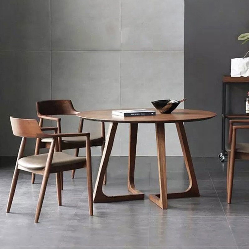 Modern dining table small apartment negotiation table simple design wood round concrete wabi-sabi dining table and chair