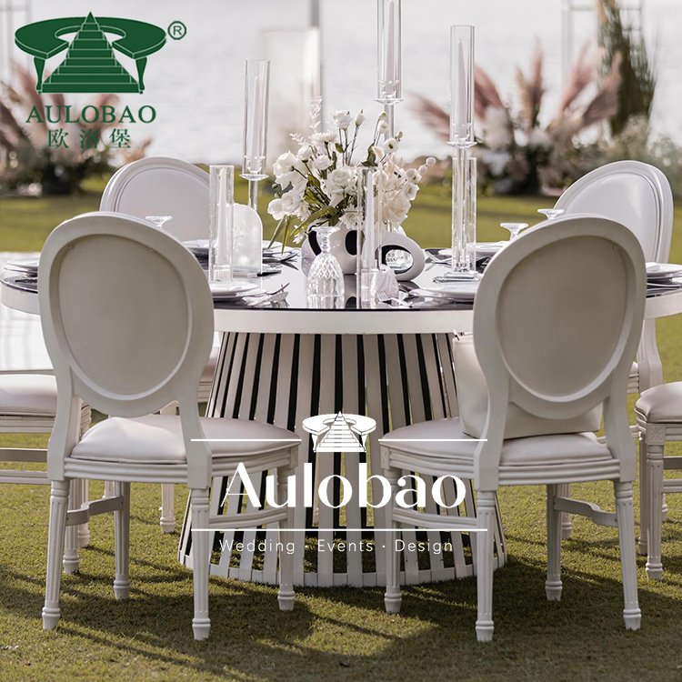 Wedding lounge furniture white iron metal glass top event wedding table