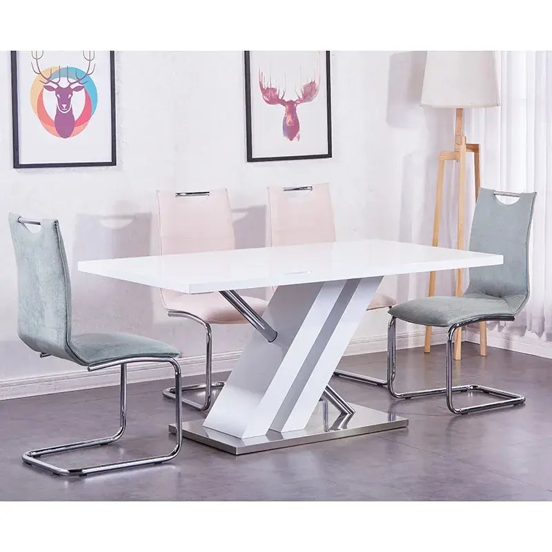 Nordic Modern Luxury Home Furniture Restaurant Dinning Room Table MDF Top With X Leg Dining Tables