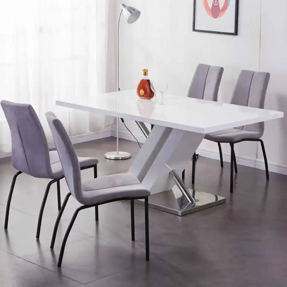 Nordic Modern Luxury Home Furniture Restaurant Dinning Room Table MDF Top With X Leg Dining Tables