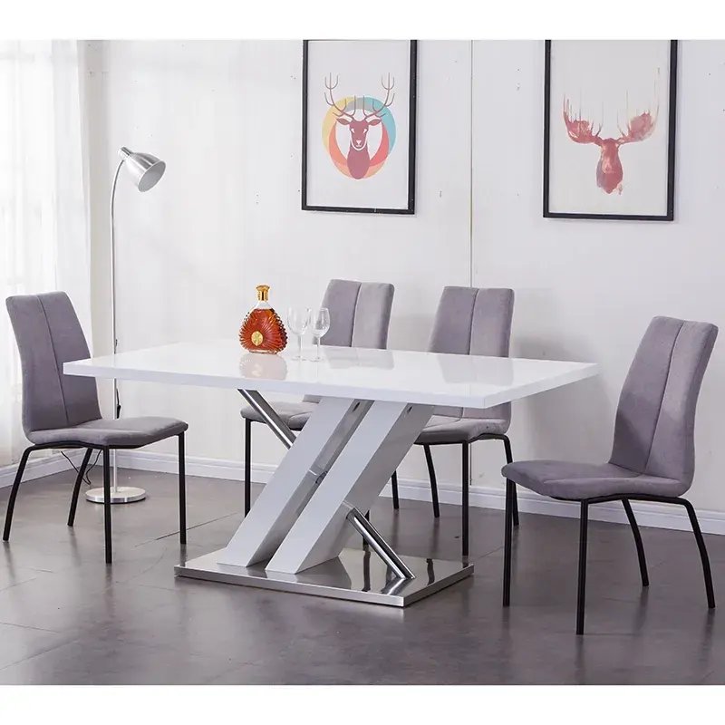 Nordic Modern Luxury Home Furniture Restaurant Dinning Room Table MDF Top With X Leg Dining Tables