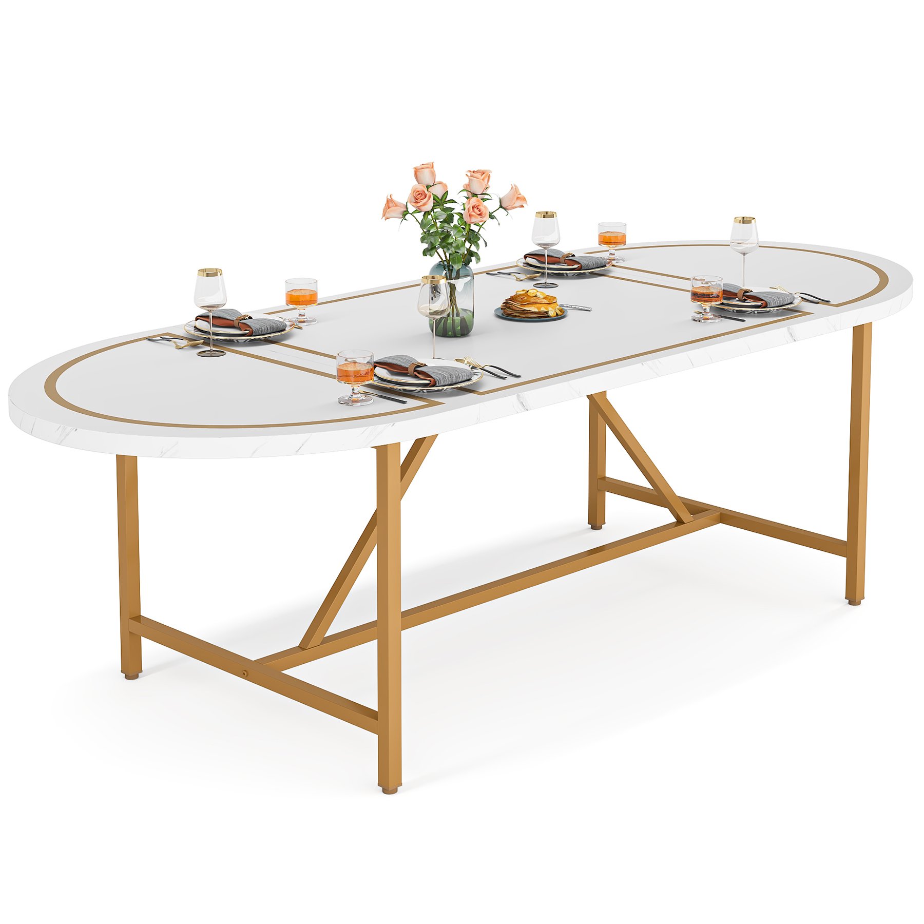 New Arrival Nordic Modern Home Dining Room Furniture Round Golden Luxury Dinning Table For 6