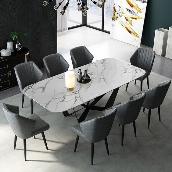 High Quality Brown Table Marble Rectangle Marble Table Dining Table Marble Top For Living Room