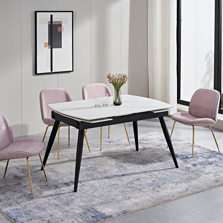 Factory Hot Sale 6 Seat Chair Sintered Stone Top Dinning Set Modern Dining Table