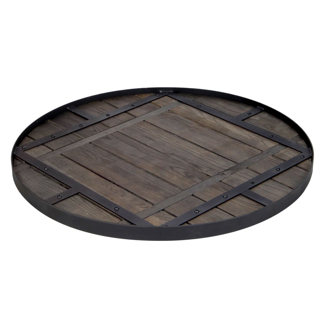 Patio Solid Ash Wood Table Top Fire Pit Timber Cover Vintage Outdoor Slat Wood Dining Table Top
