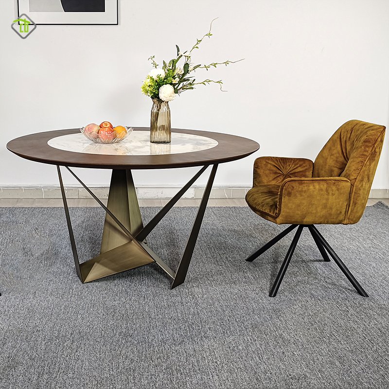 Quality Wholesale Ideal for Durable and Beautiful Dinner Table Metal Leg Support Rock Board Table Top Family Meal