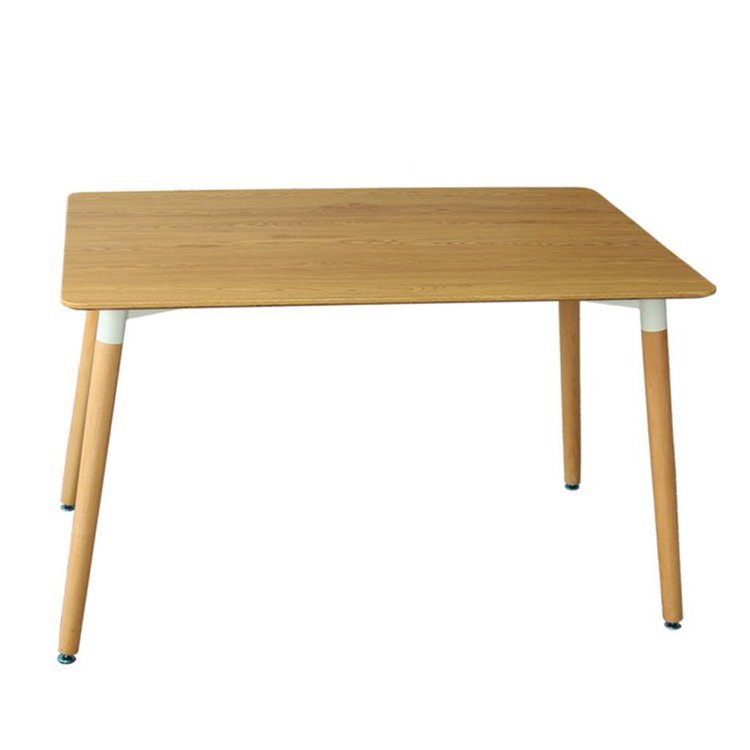 Cheap Price MDF Dining Room White Simple Rectangular Table With Wood Legs