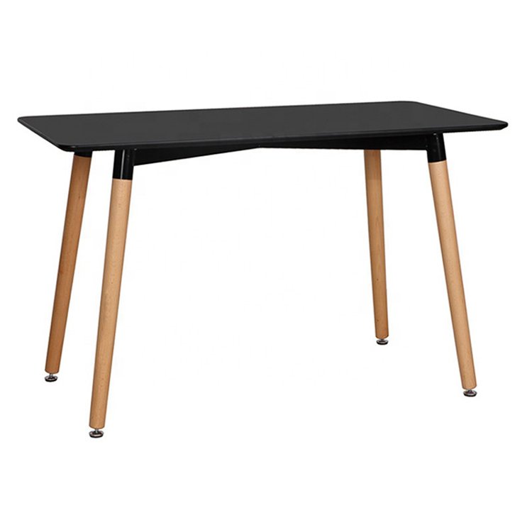 Cheap Price MDF Dining Room White Simple Rectangular Table With Wood Legs