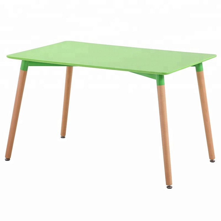 Cheap Price MDF Dining Room White Simple Rectangular Table With Wood Legs