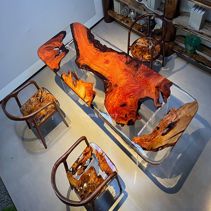 New Camphor Edge Epoxy Resin Dining Tables Solid Wood Slab Table Tops resin table unique river epoxy