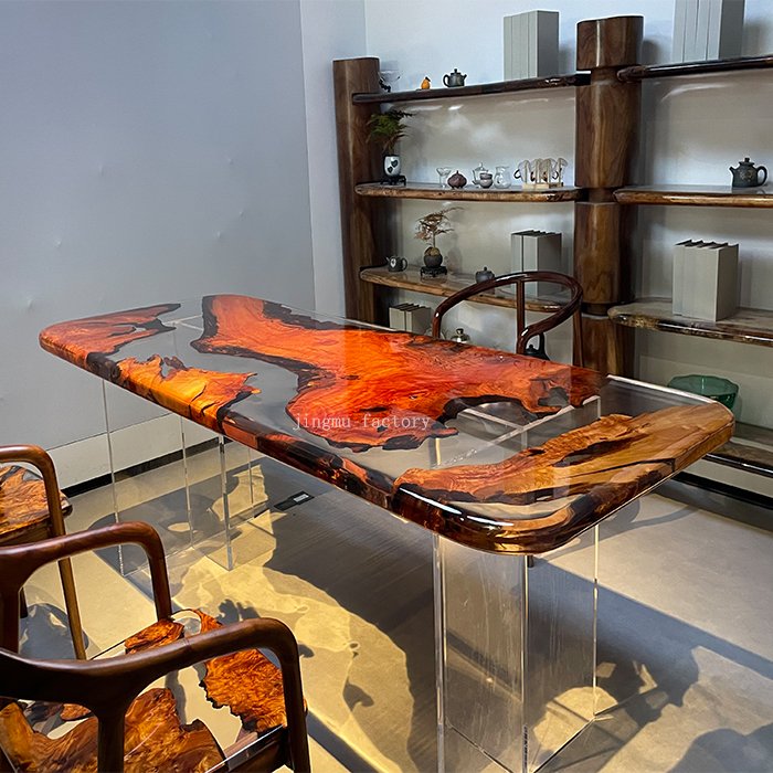 New Camphor Edge Epoxy Resin Dining Tables Solid Wood Slab Table Tops resin table unique river epoxy