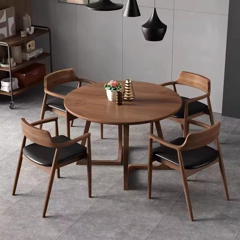 Nordic Modern Simple Wood Dining Table Restaurant Dining Furniture for 6 OR 8 Peoson Seater Round Eating Table