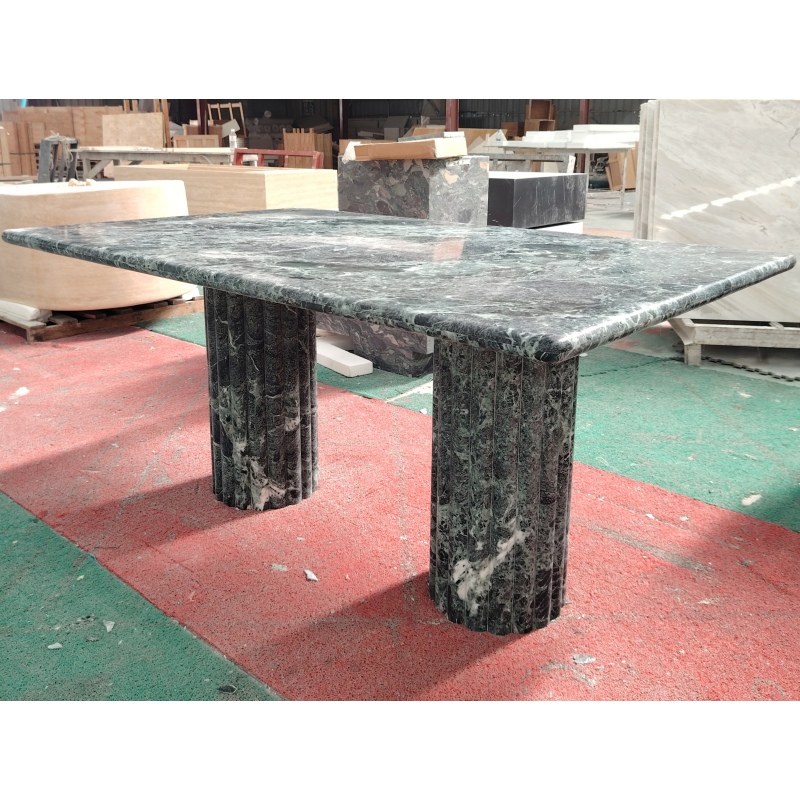 SHIHUI High-End Natural Stone Dining Table Square Verde Alpi Marble Luxury Indoor Green for Home Hotel Villa Office Apartment