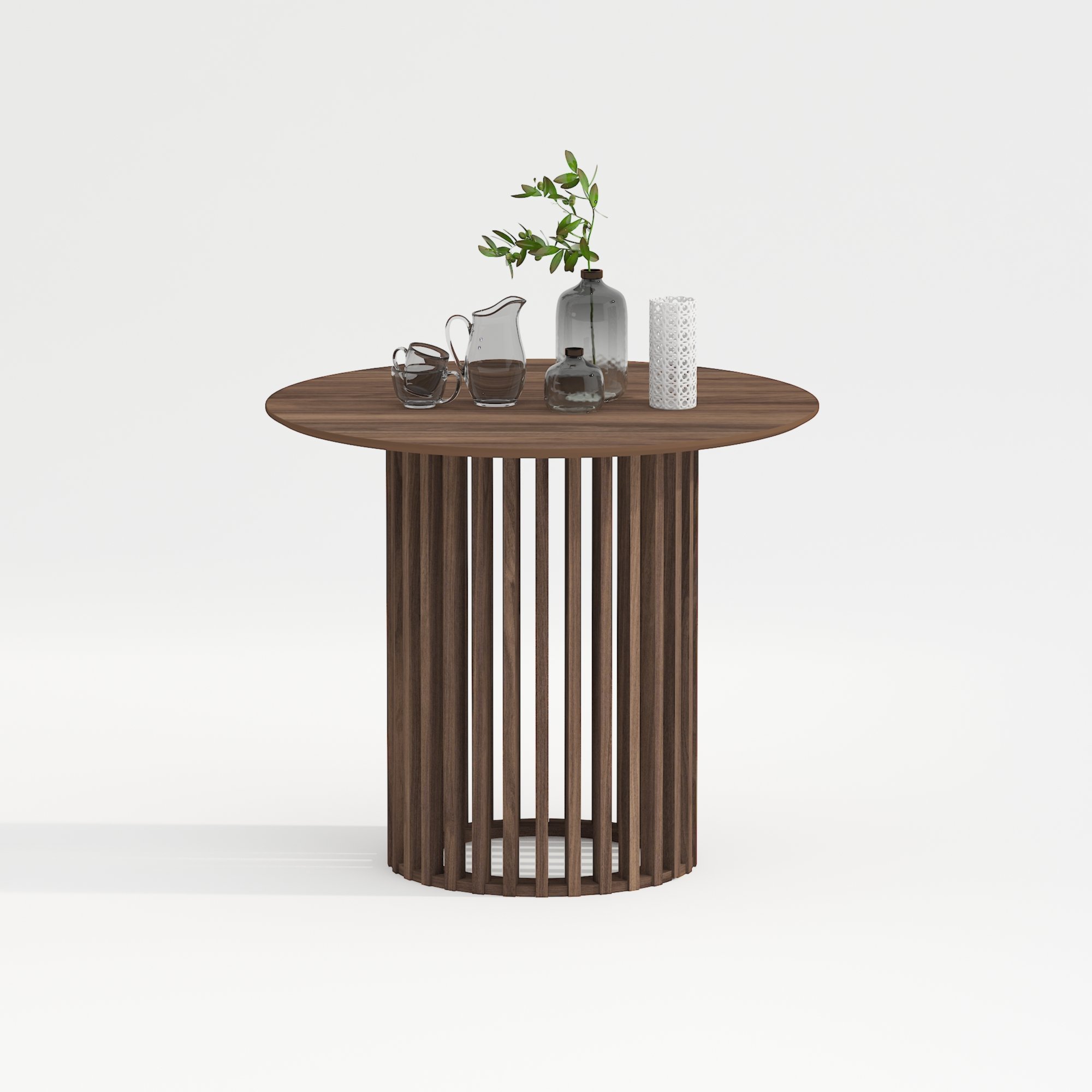 Nordic Chinese Farm Style Dinner Furniture Walnut Restaurant Tables Small Round Oak Wood Dining Table