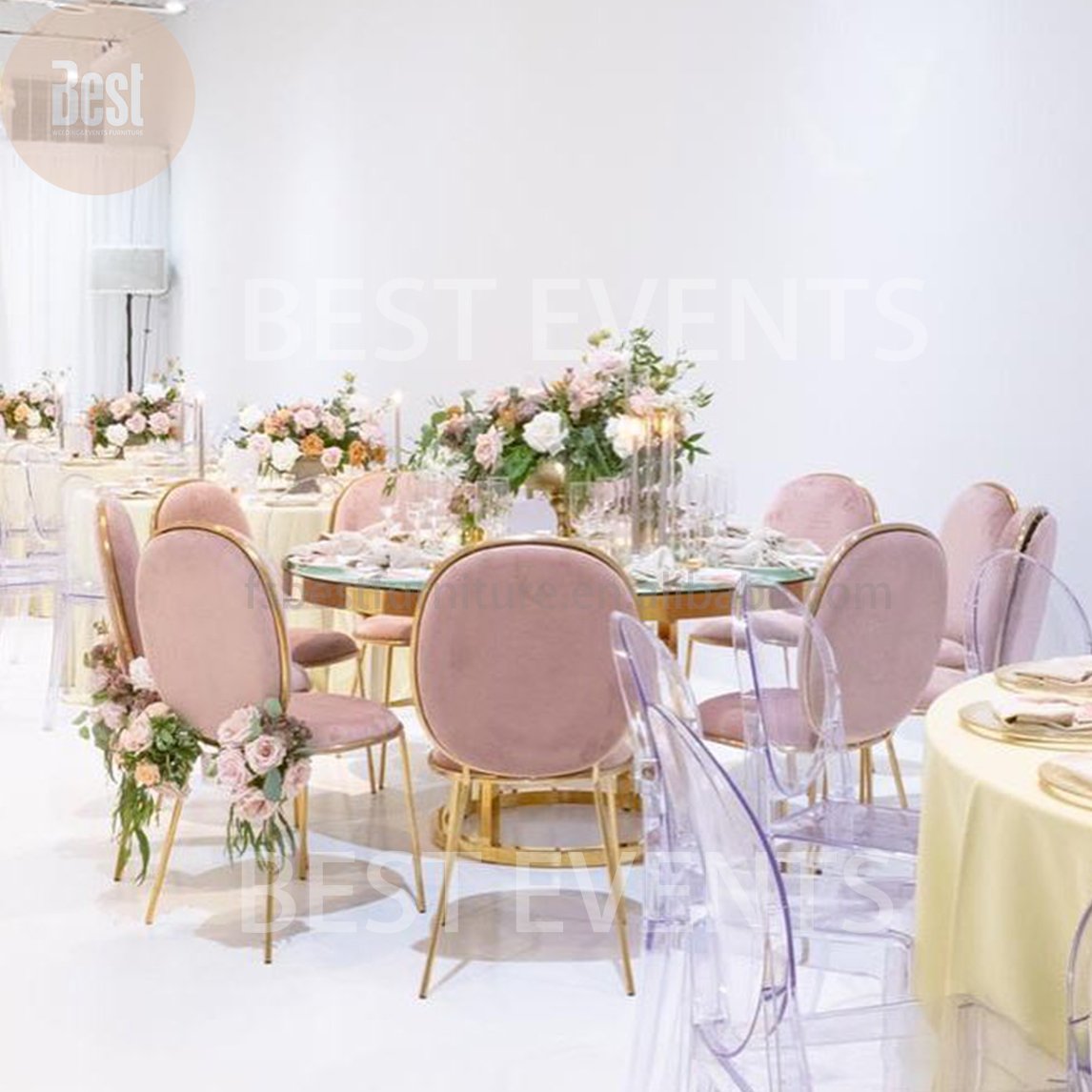 High Quality Commercial New Design Mirror Round Wedding Stainless Steel Hotel Table for Party