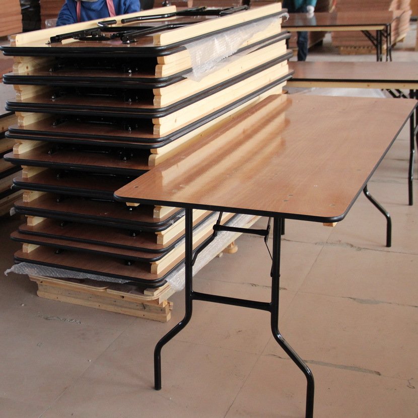 Outdoor Rectangle Folding Solid Wooden Banquet Wedding Hotel Tables Folding Dining Tables