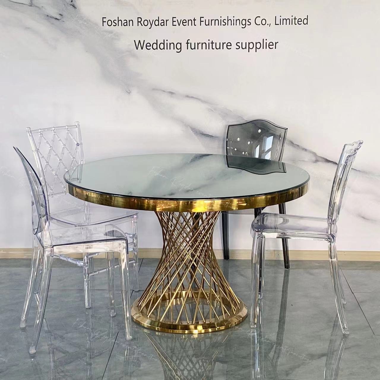 Moscow stainless Steel Round Dining Table Gold table