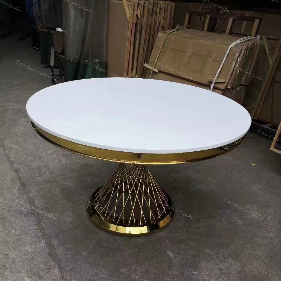 Moscow stainless Steel Round Dining Table Gold table