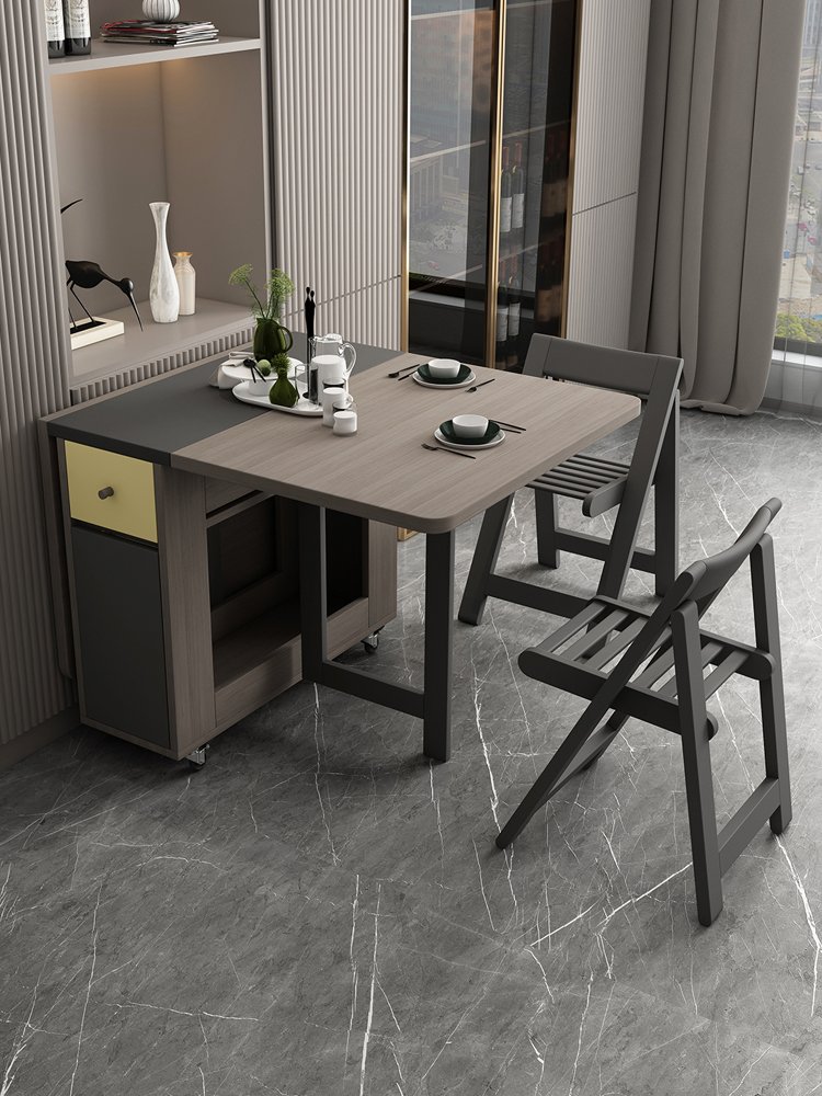 Luxury Folding Dining Table And Chair Modern Multifunctional Retractable Dining Table Household Dining Table With Hidden