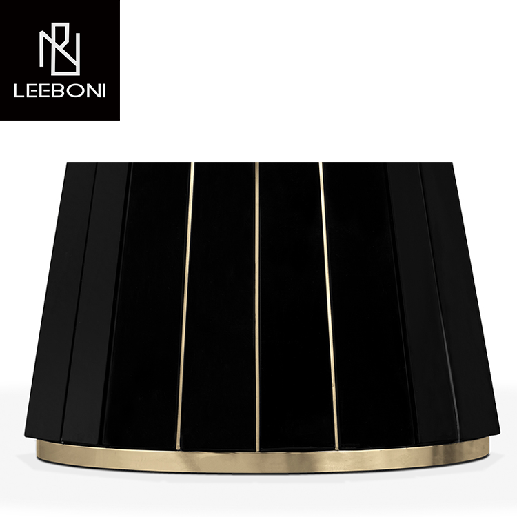 New design high end round black glass top banquet table wooden luxury dining table