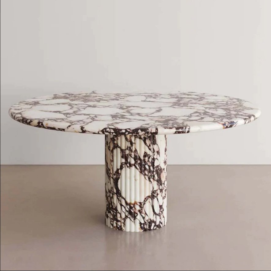 Personalized Natural Calacatta Viola Marble Antica Oval Dining Table