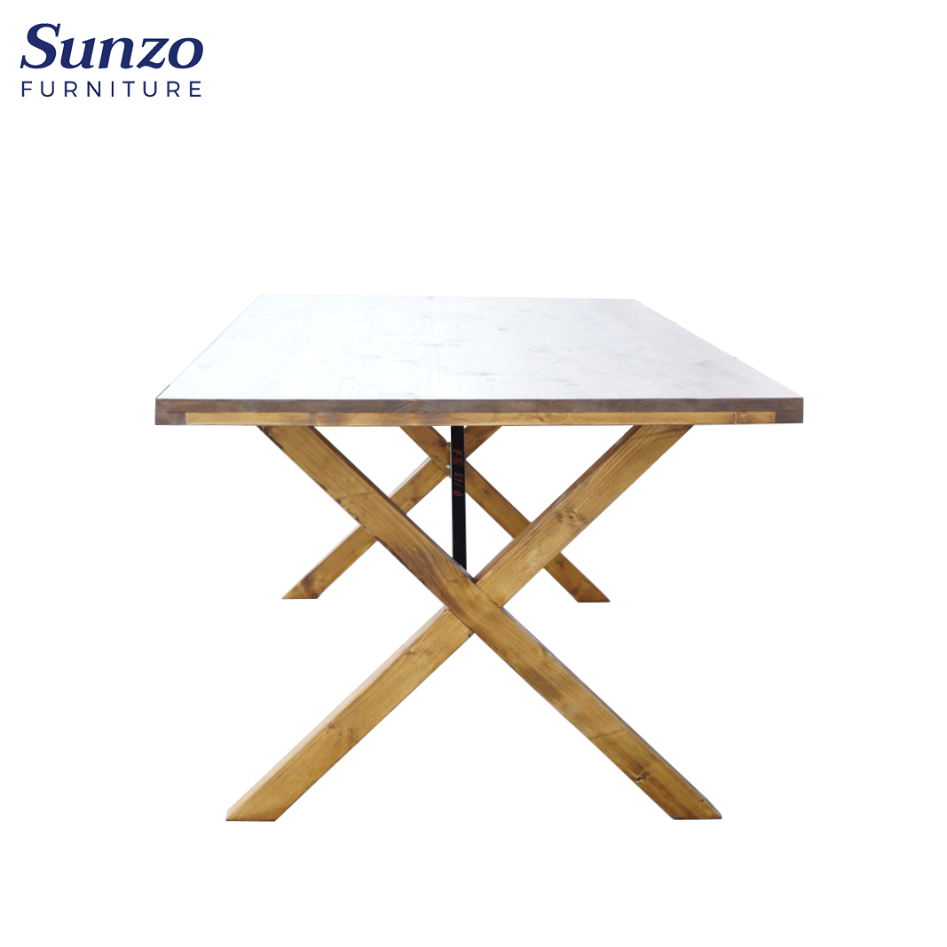 Rustic Style Antique Design Farmhouse Dining Tables Wooden Hotel Furniture for Dining Party Wedding Event Outdoor Kitchen Use