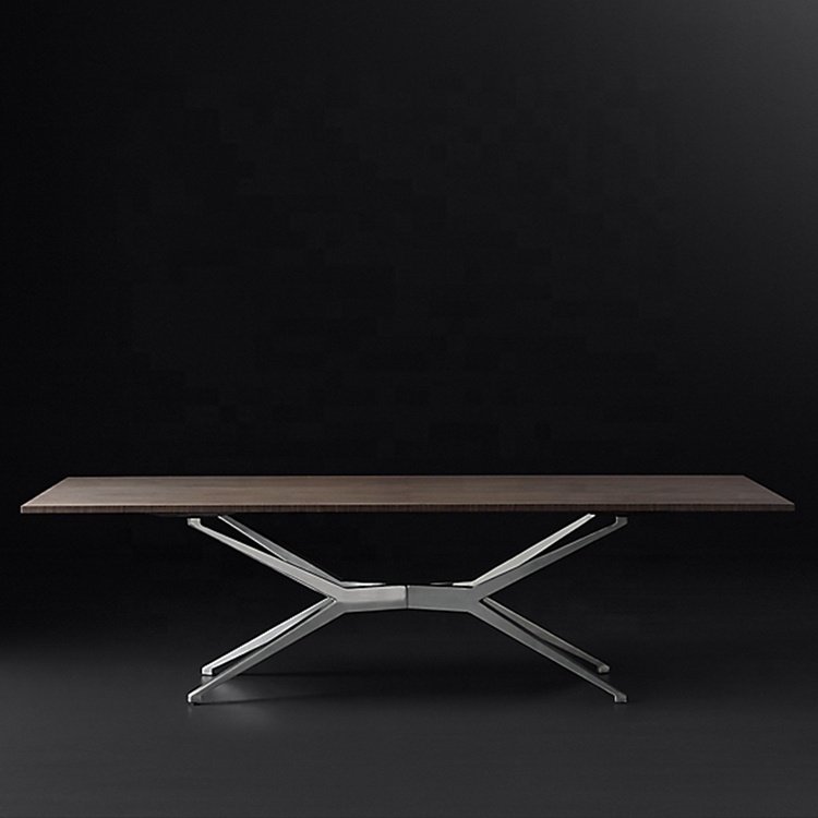 Stainless steel base rectangular dining table for modern dining room sets 8 chairs table furniture luxury