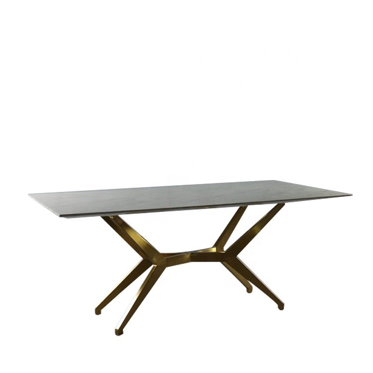 Stainless steel base rectangular dining table for modern dining room sets 8 chairs table furniture luxury