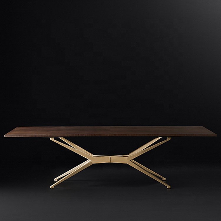 Stainless steel base rectangular dining table for modern dining room sets 8 chairs table furniture luxury