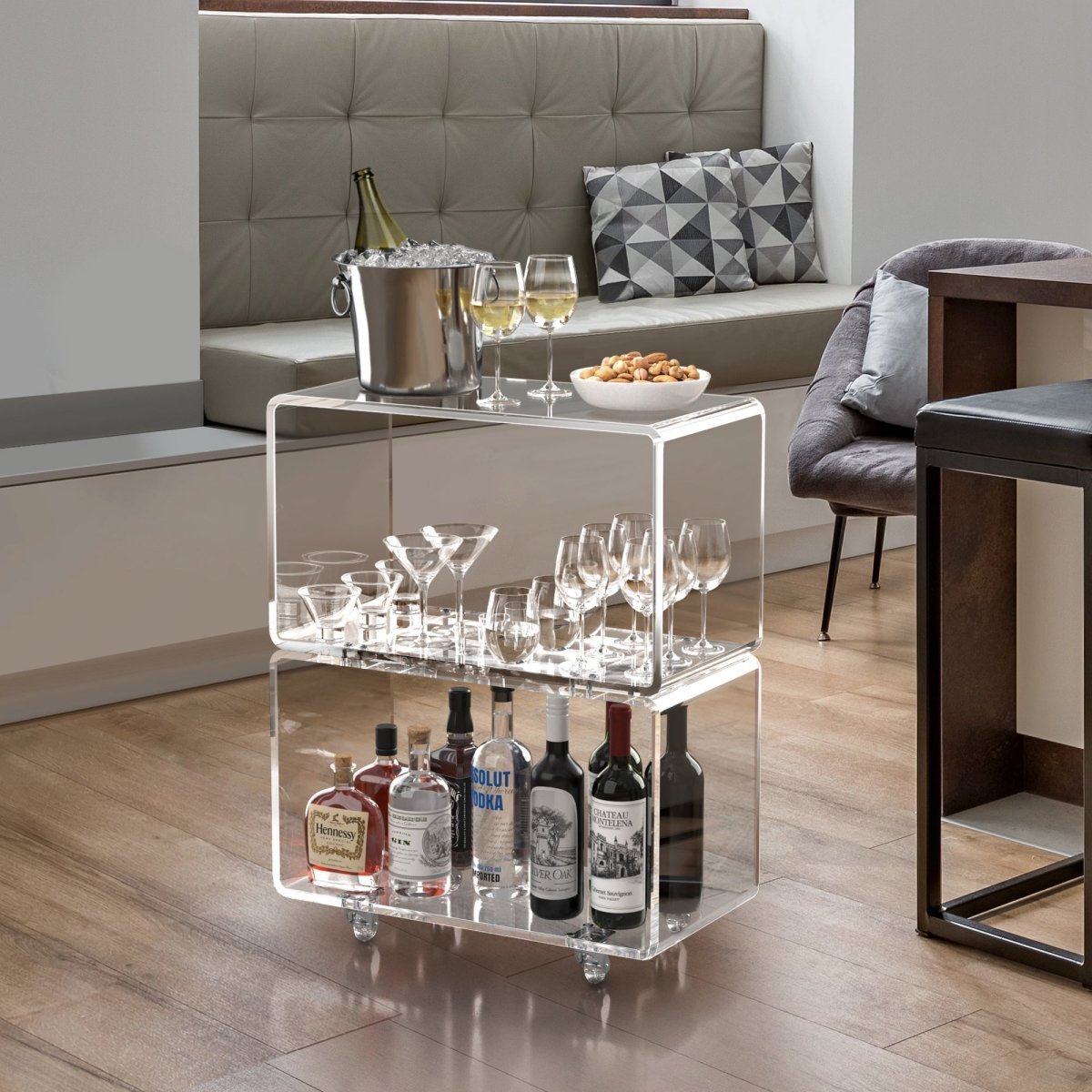 Modern Acrylic Clear Bar Cart Hotel Office Home Table Plexiglass KD design Acrylic Table
