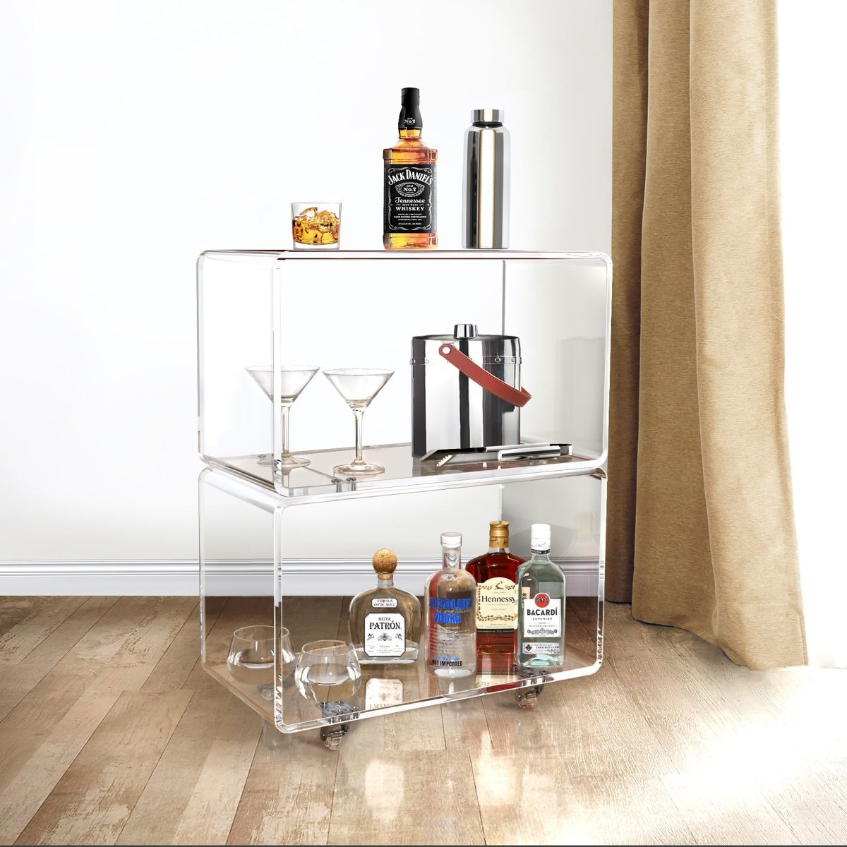 Modern Acrylic Clear Bar Cart Hotel Office Home Table Plexiglass KD design Acrylic Table