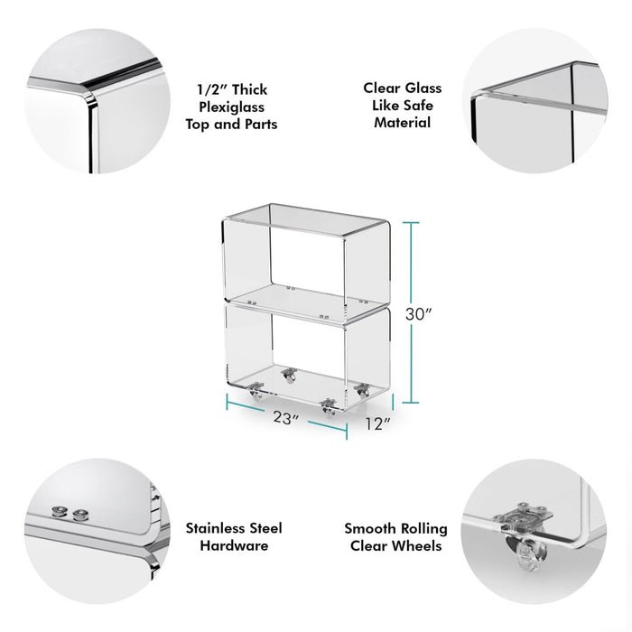 Modern Acrylic Clear Bar Cart Hotel Office Home Table Plexiglass KD design Acrylic Table