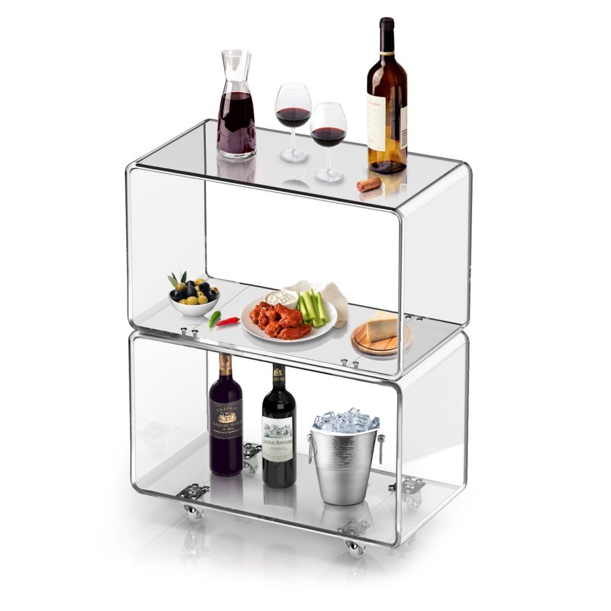 Modern Acrylic Clear Bar Cart Hotel Office Home Table Plexiglass KD design Acrylic Table