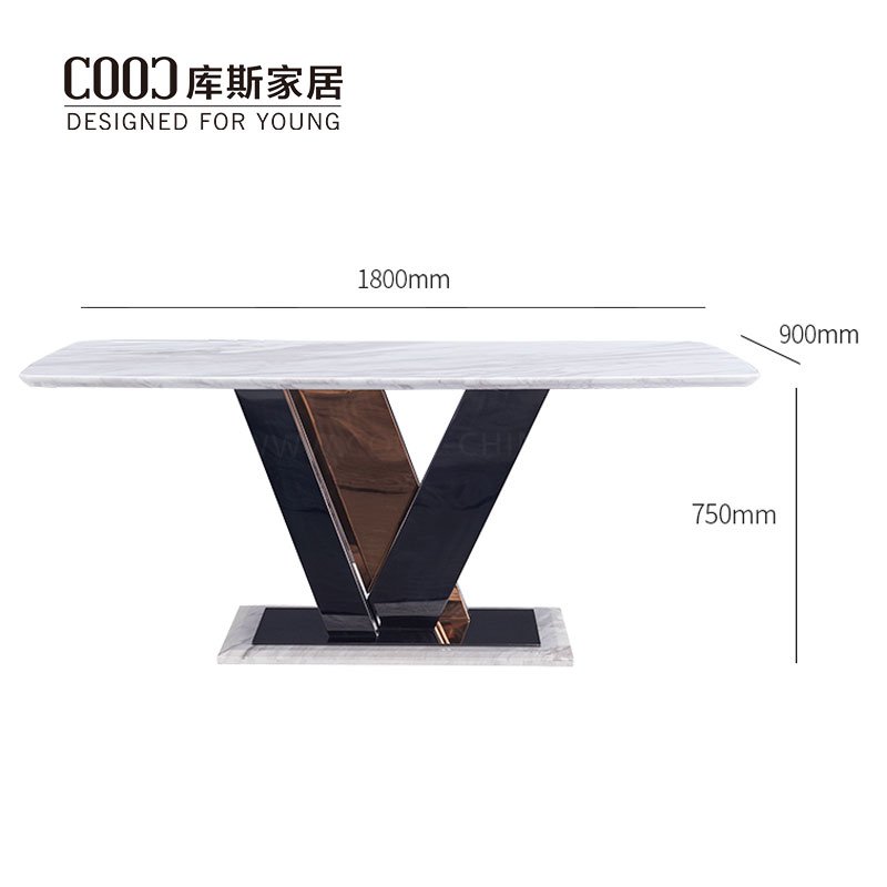 Modern Luxury Living Room Furniture Gold Stainless Steel Metal Base Marble Top Dining Table