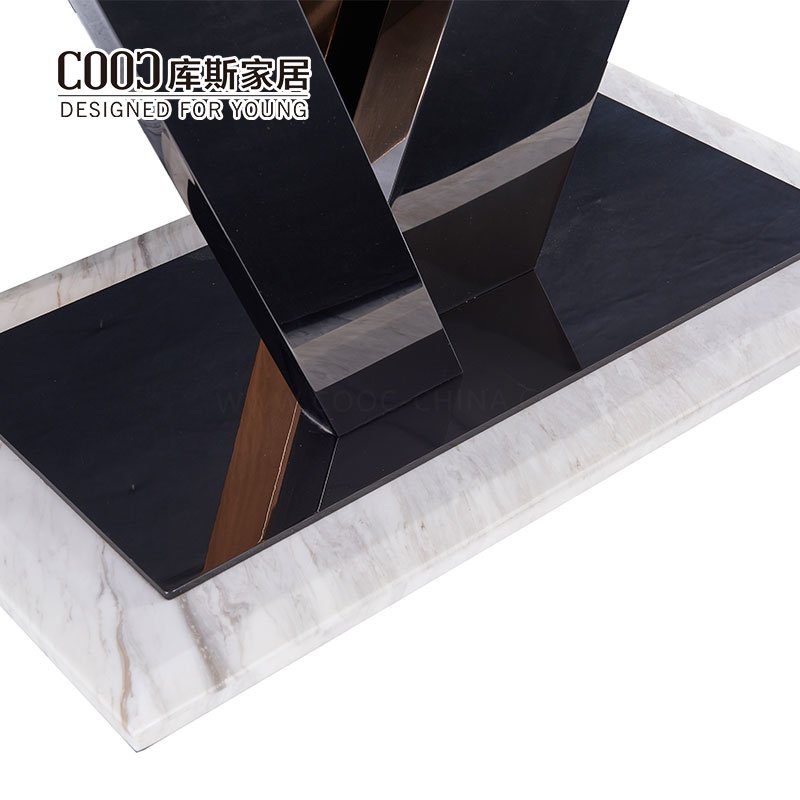 Modern Luxury Living Room Furniture Gold Stainless Steel Metal Base Marble Top Dining Table