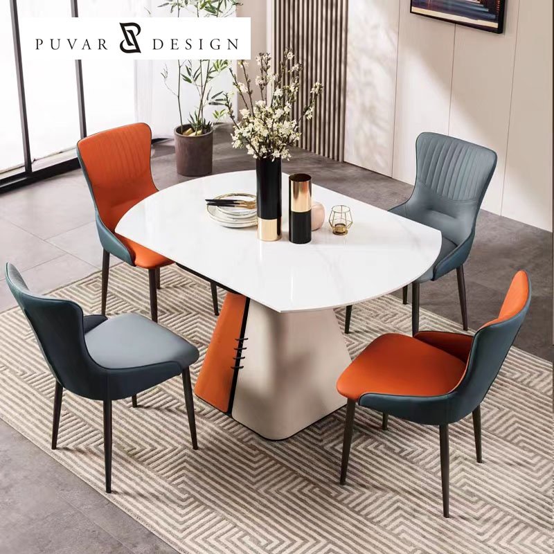 Customized Retractable Folding Design Luxury Hotel Restaurant Furniture White Rock Plate Wooden Modern Round Dining Table