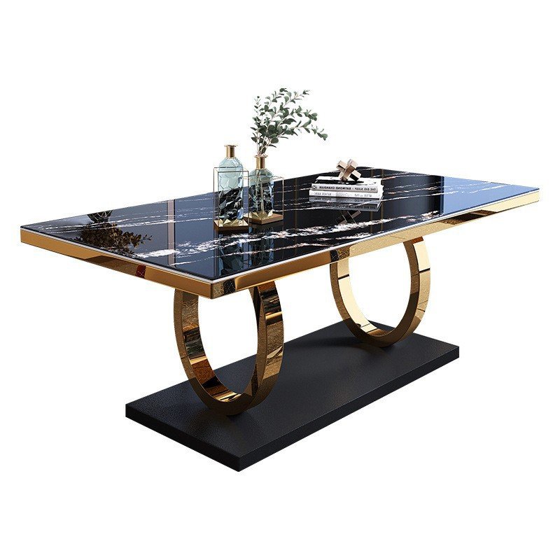 YuanChang golden antique stainless steel modern dining table luxury marble dining tables for dining room