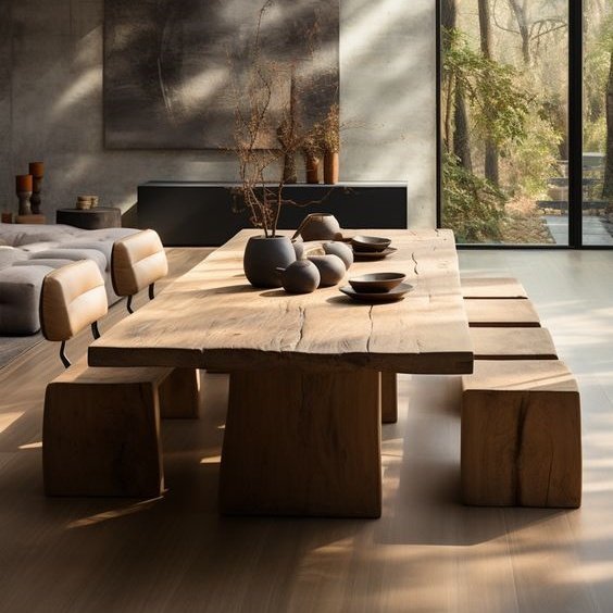 Moredesign Unique Design Natural Shape Table Top Oak Walnut Solid Wood Live Edge Wood Slab Dining Table