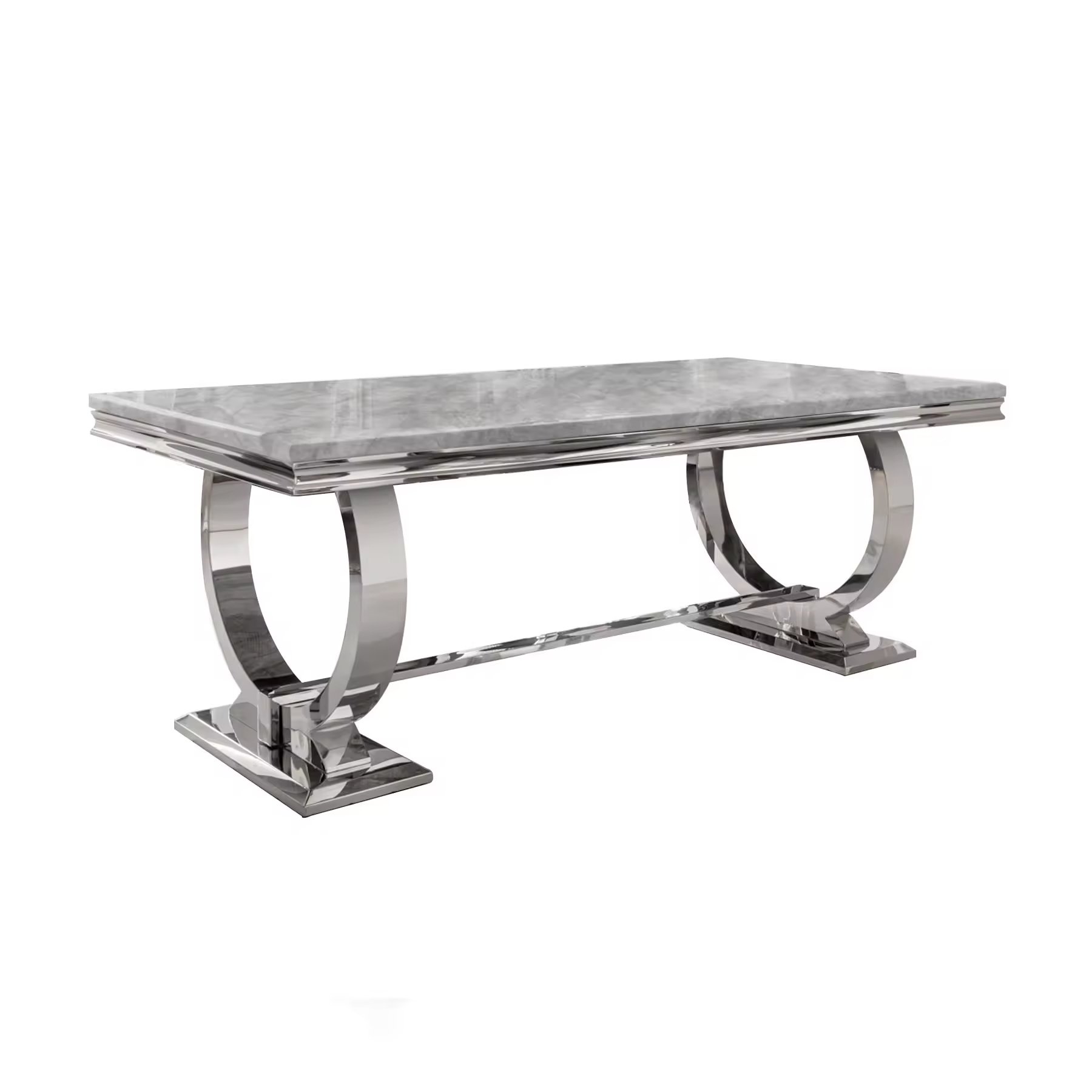 Modern Stainless Steel Dining Table Set - Luxury Marble Top Dining Table with Chairs, Stylish Furniture for Home & Living Room